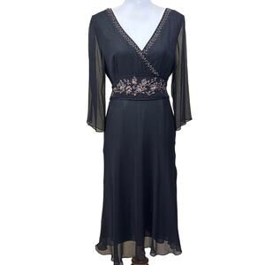 Adriana black silk midi dress, timeless, elegant, romantic, feminine, classic
